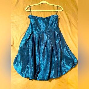Free People strapless mini dress, size S, shiny blue
